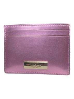 New Kate Spade Card Holder Kenzie Metallic Purple Faux Patent Shiny Glam